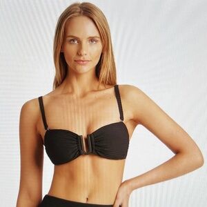 Sea Level Spinnaker U- Bandeau Bandeau Swim Bikini Top Black Sz  US10